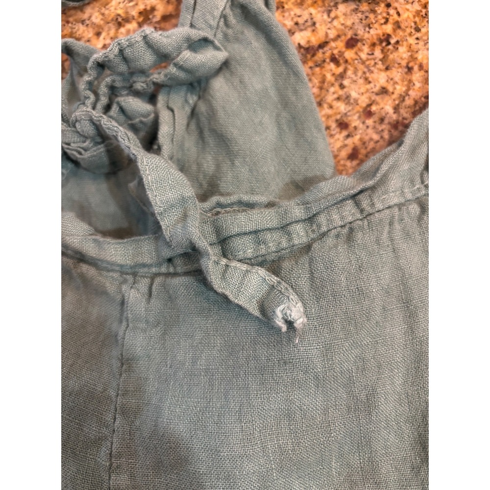 Meo Meli Italy Linen Overalls Jumpsuit Seafoam Green Wide Leg One Size Lagenlook - Picture 8 of 9